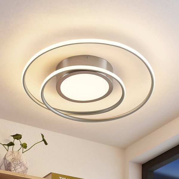 Lampa sufitowa LED Bovia Lindby, możliwość ściemniania, aluminiowy / szary / cynkowy, salon / jadalnia, aluminium, nowoczesny