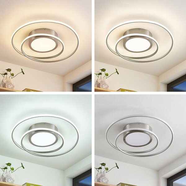 Lampa sufitowa LED Bovia Lindby, możliwość ściemniania, aluminiowy / szary / cynkowy, salon / jadalnia, aluminium, nowoczesny