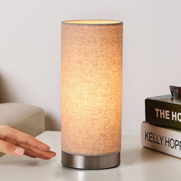 Lampa stołowa Ronja Lindby, możliwość ściemniania, kremowy / amber, sypialnia, tkanina / materiał / jedwab, nowoczesny