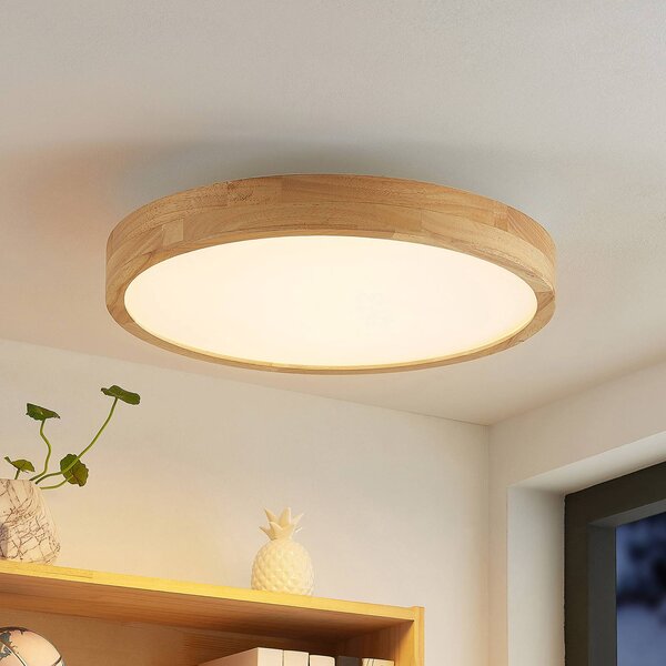 Lampa sufitowa Lanira Lindby, możliwość ściemniania, jasne drewno, salon / jadalnia, drewno, nowoczesny