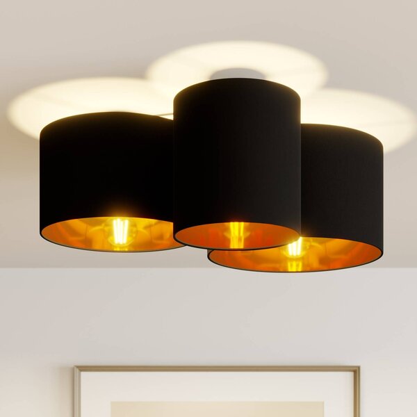 Lampa sufitowa Laurenz Lindby, możliwość ściemniania, czarny, salon / jadalnia, tkanina / materiał / jedwab, nowoczesny