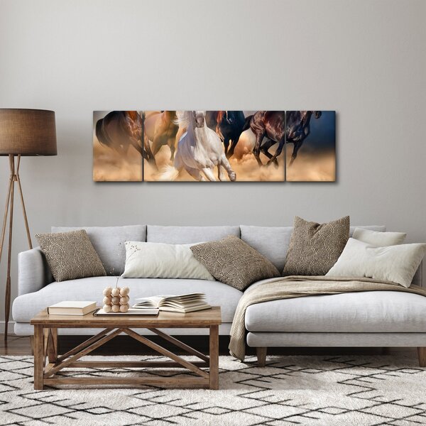 Obraz - Konie na pustyni (170x50 cm)