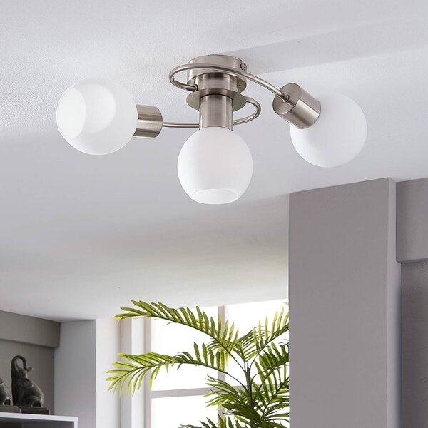 Lampa sufitowa Ciala Lindby, możliwość ściemniania, aluminiowy / szary / cynkowy, salon / jadalnia, szkło, nowoczesny