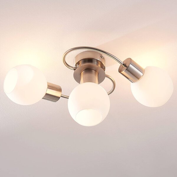 Lampa sufitowa Ciala Lindby, możliwość ściemniania, aluminiowy / szary / cynkowy, salon / jadalnia, szkło, nowoczesny