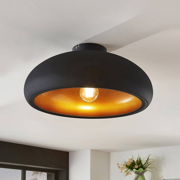 Lampa sufitowa Gerwina Lindby, możliwość ściemniania, czarny, salon / jadalnia, metal, nowoczesny
