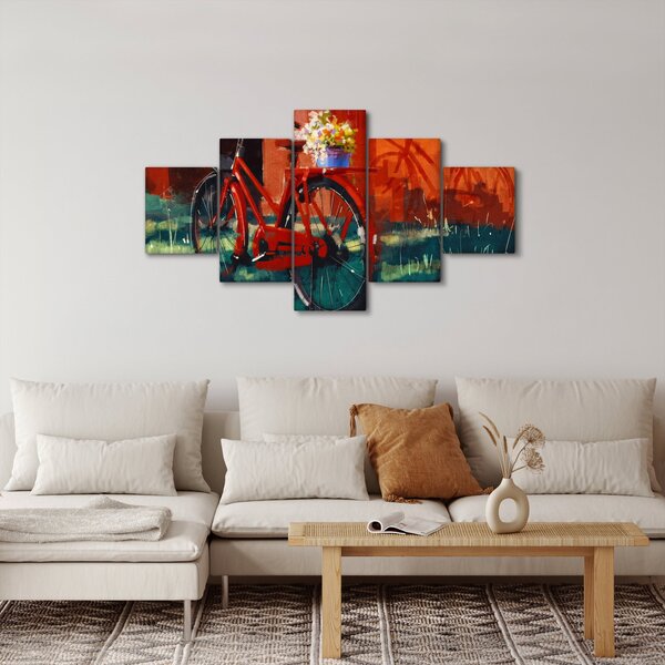 Obraz czerwonego koła, malowanie akrylowe (125x70 cm)