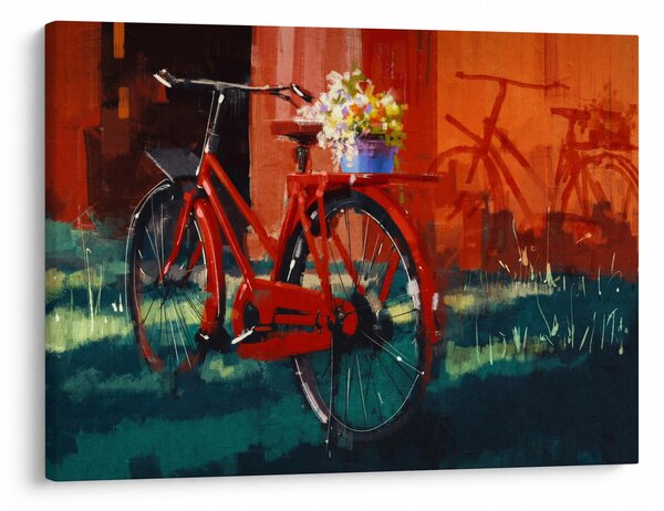 Obraz czerwonego koła, malowanie akrylowe (70x50 cm)