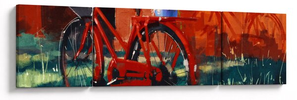 Obraz czerwonego koła, malowanie akrylowe (170x50 cm)