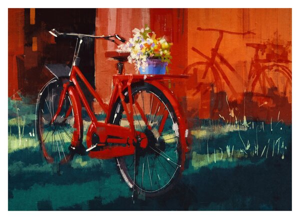 Obraz czerwonego koła, malowanie akrylowe (70x50 cm)