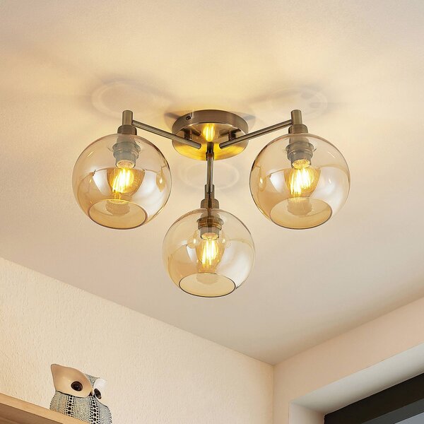 Lampa sufitowa Jemissa Lindby, możliwość ściemniania, mosiężny / złoty, salon / jadalnia, metal, nowoczesny