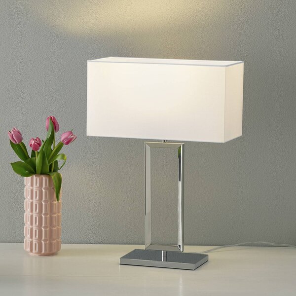 Helestra Lampa stołowa Enna 2, biały / opal, salon / jadalnia, tkanina / materiał / jedwab, nowoczesny