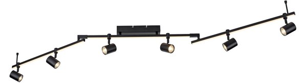 Paul Neuhaus Reflektor sufitowy LED Barik, 188 cm, regulowany Barik, czarny, salon / jadalnia, metal