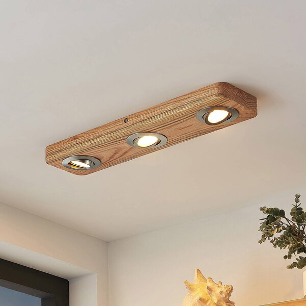 Lampa sufitowa LED Mikari, 48 cm, drewno, obrotowa Mikari Lindby, jasne drewno, salon / jadalnia, drewno, nowoczesny