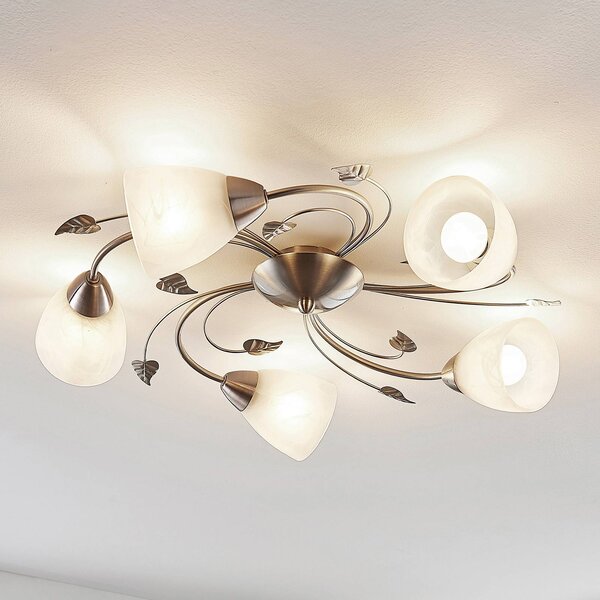 Lampa sufitowa Yannie Lindby, możliwość ściemniania, aluminiowy / szary / cynkowy, salon / jadalnia, metal, antyczny