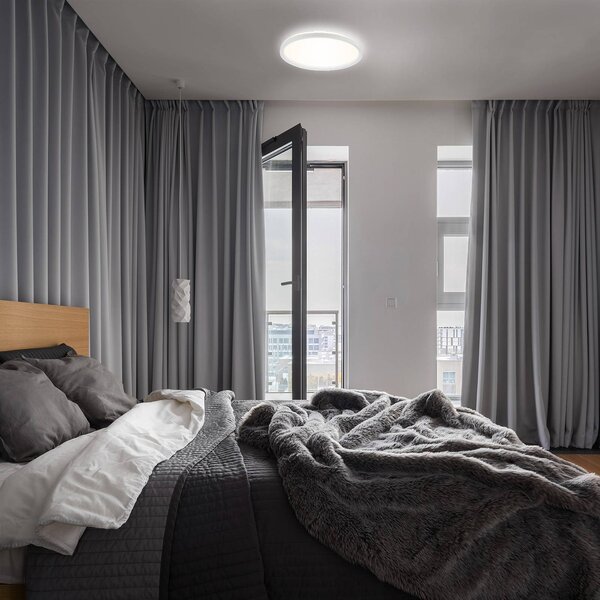 Briloner Lampa sufitowa LED Slim, biały / opal, przedpokój, tworzywo sztuczne, nowoczesny