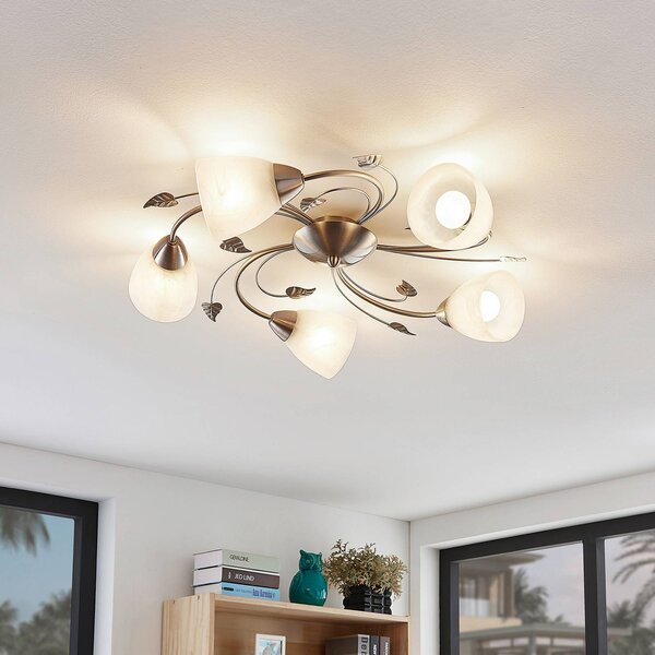 Lampa sufitowa Yannie Lindby, możliwość ściemniania, aluminiowy / szary / cynkowy, salon / jadalnia, metal, antyczny