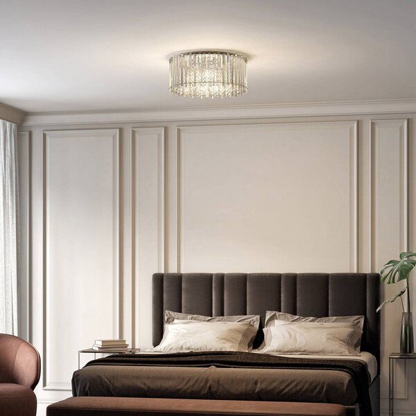 Lampa sufitowa kryształowa Limana Lucande, możliwość ściemniania, chromowy / srebrny, salon / jadalnia, metal, design