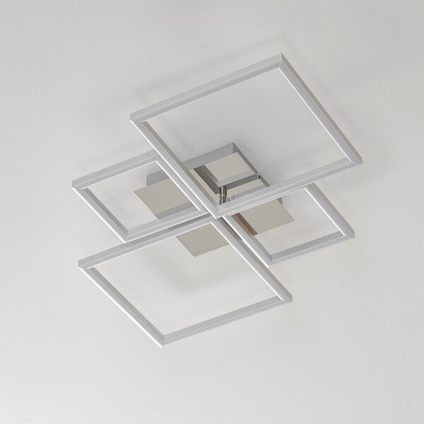 Briloner Lampa sufitowa LED Frame, możliwość ściemniania, chromowy / srebrny, salon / jadalnia, metal, nowoczesny