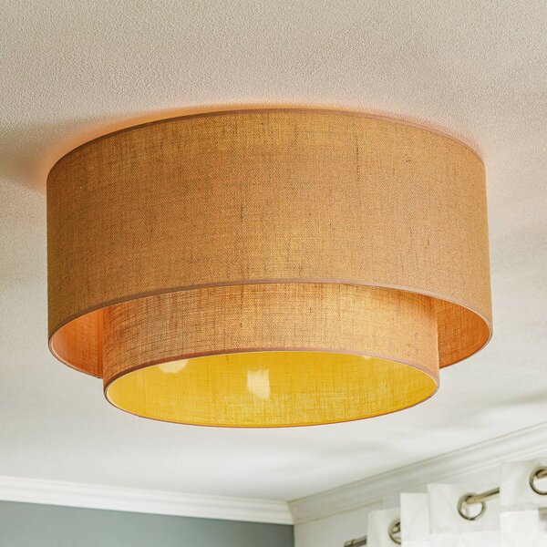Lampa sufitowa Boho jute Euluna, możliwość ściemniania, brązowy / rdzawy, salon / jadalnia, tkanina / materiał / jedwab, dworkowy / rustykalny