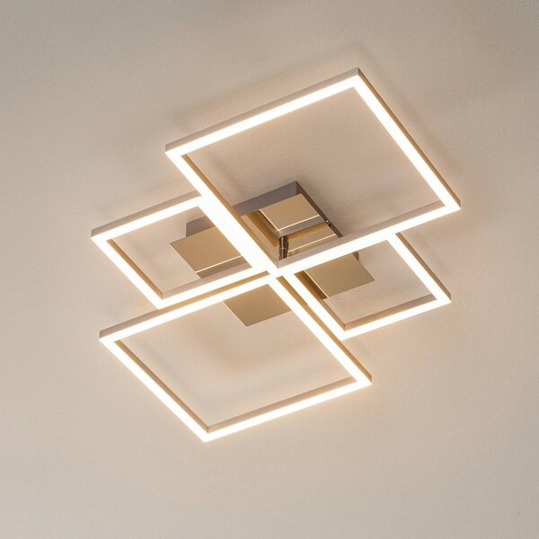 Briloner Lampa sufitowa LED Frame, możliwość ściemniania, chromowy / srebrny, salon / jadalnia, metal, nowoczesny