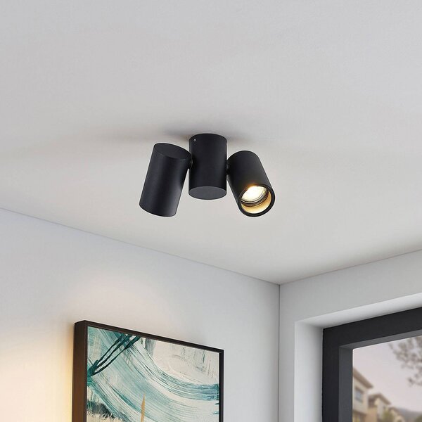 Lampa sufitowa Gesina Arcchio, możliwość ściemniania, czarny, salon / jadalnia, aluminium, nowoczesny