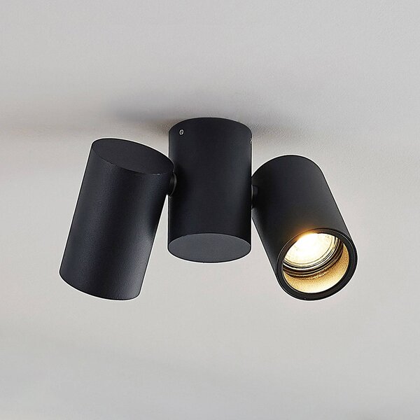 Lampa sufitowa Gesina Arcchio, możliwość ściemniania, czarny, salon / jadalnia, aluminium, nowoczesny