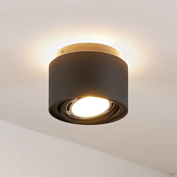 Arcchio lampa sufitowa Walisa, Ø 15 cm, czarny, metal, GU10 Walisa Arcchio, możliwość ściemniania, czarny, salon / jadalnia, aluminium, nowoczesny