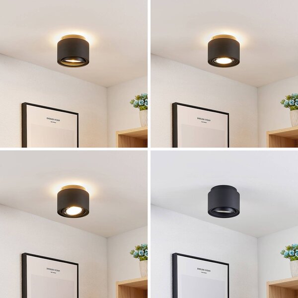 Arcchio lampa sufitowa Walisa, Ø 15 cm, czarny, metal, GU10 Walisa Arcchio, możliwość ściemniania, czarny, salon / jadalnia, aluminium, nowoczesny