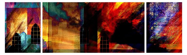 Obraz - Kolorowa abstrakcja miasta (170x50 cm)