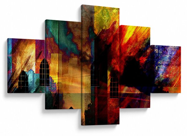 Obraz - Kolorowa abstrakcja miasta (125x70 cm)