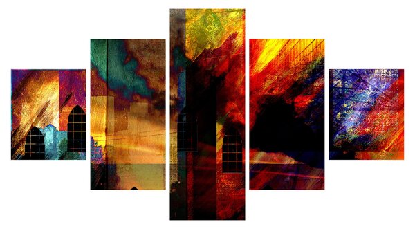 Obraz - Kolorowa abstrakcja miasta (125x70 cm)