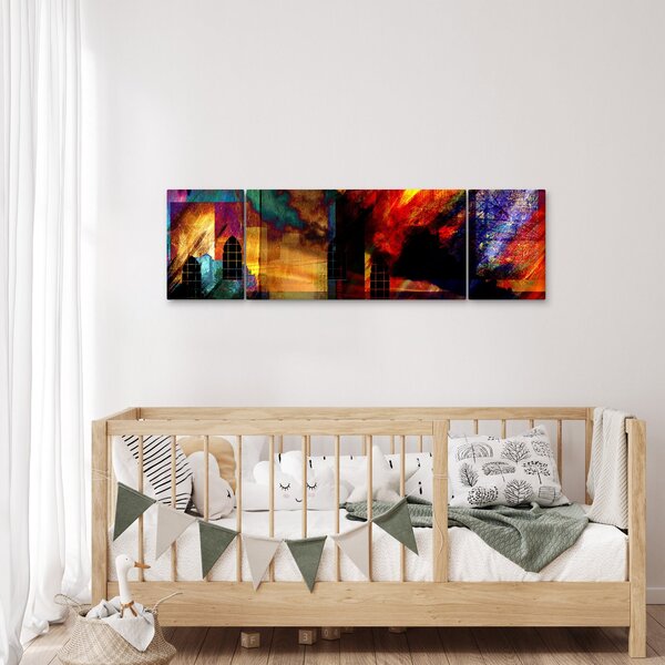 Obraz - Kolorowa abstrakcja miasta (170x50 cm)