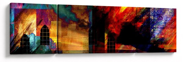 Obraz - Kolorowa abstrakcja miasta (170x50 cm)