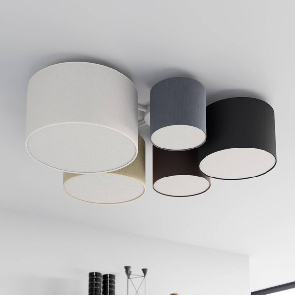 Lampa sufitowa Laurenz Lindby, możliwość ściemniania, aluminiowy / szary / cynkowy, salon / jadalnia, tkanina / materiał / jedwab, nowoczesny