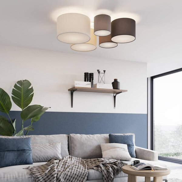 Lampa sufitowa Laurenz Lindby, możliwość ściemniania, aluminiowy / szary / cynkowy, salon / jadalnia, tkanina / materiał / jedwab, nowoczesny