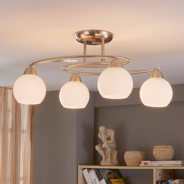 Lampa sufitowa Svean Lindby, możliwość ściemniania, aluminiowy / szary / cynkowy, salon / jadalnia, szkło, nowoczesny