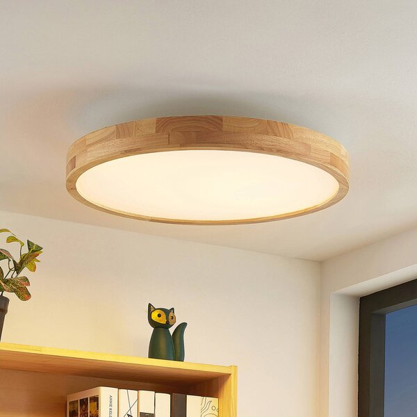Lampa sufitowa Lanira Lindby, możliwość ściemniania, jasne drewno, salon / jadalnia, drewno, nowoczesny