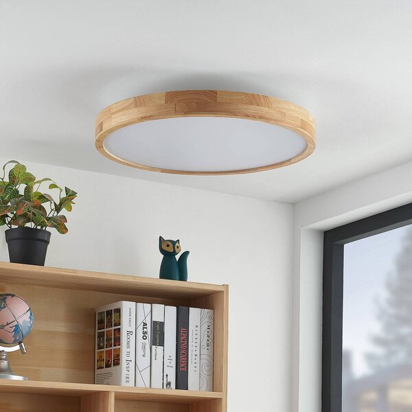 Lampa sufitowa Lanira Lindby, możliwość ściemniania, jasne drewno, salon / jadalnia, drewno, nowoczesny