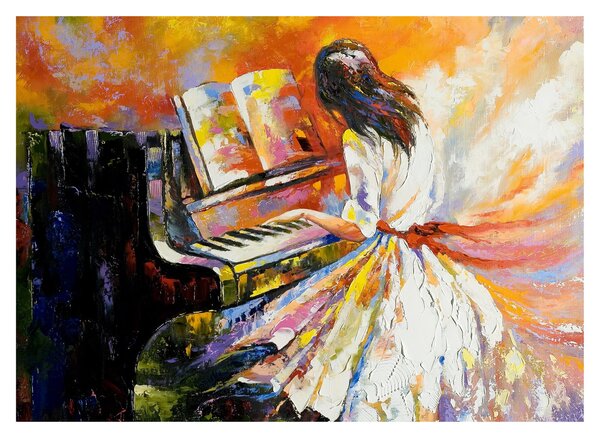 Obraz - Kobieta grająca na pianinie (70x50 cm)