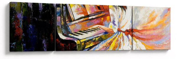 Obraz - Kobieta grająca na pianinie (170x50 cm)
