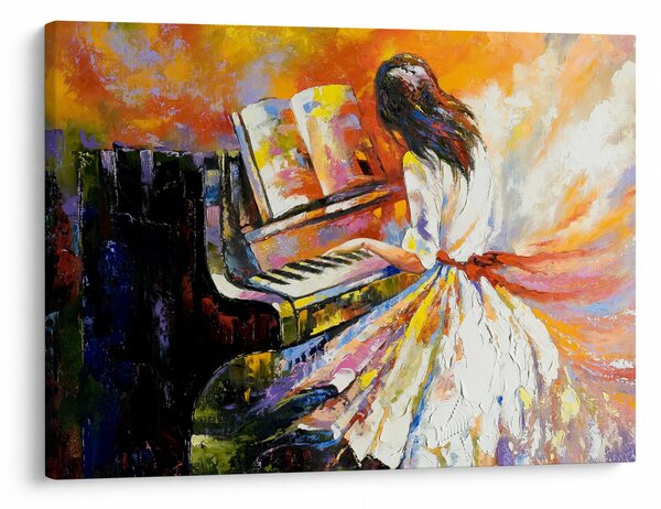 Obraz - Kobieta grająca na pianinie (70x50 cm)