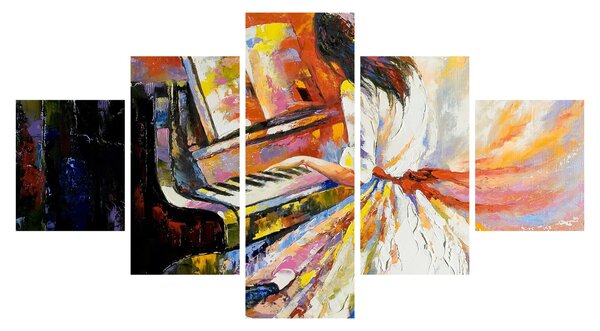 Obraz - Kobieta grająca na pianinie (125x70 cm)