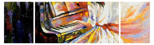 Obraz - Kobieta grająca na pianinie (170x50 cm)