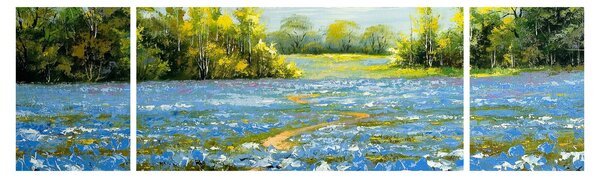 Obraz - Ścieżka w polu, obraz olejny (170x50 cm)