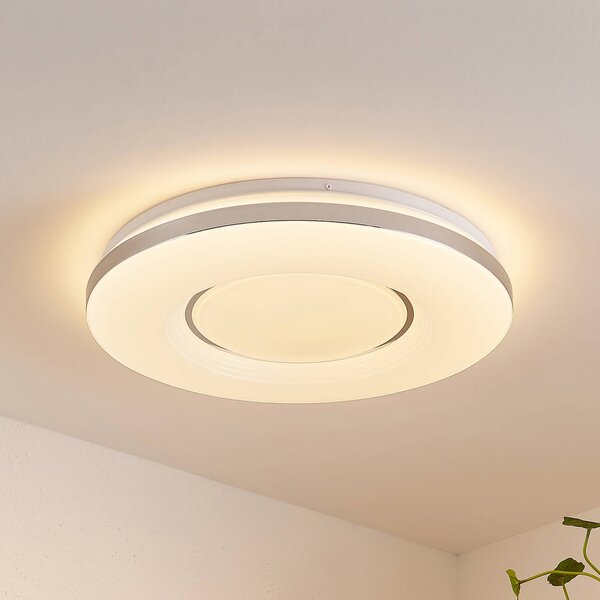 Lampa sufitowa LED Robini Lindby, możliwość ściemniania, chromowy / srebrny, salon / jadalnia, metal, nowoczesny