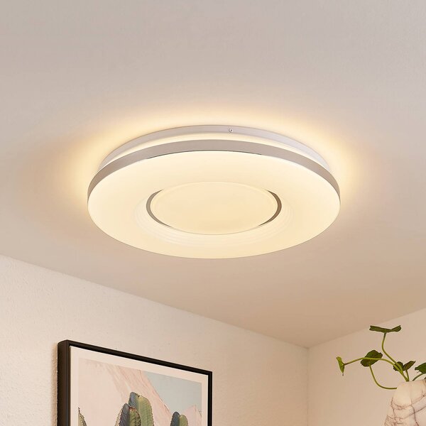 Lampa sufitowa LED Robini Lindby, możliwość ściemniania, chromowy / srebrny, salon / jadalnia, metal, nowoczesny