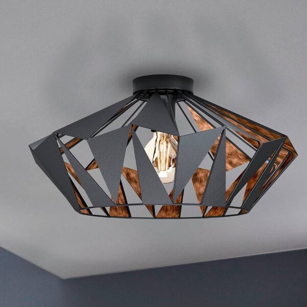 EGLO Lampa sufitowa Carlton, możliwość ściemniania, czarny, salon / jadalnia, metal, vintage