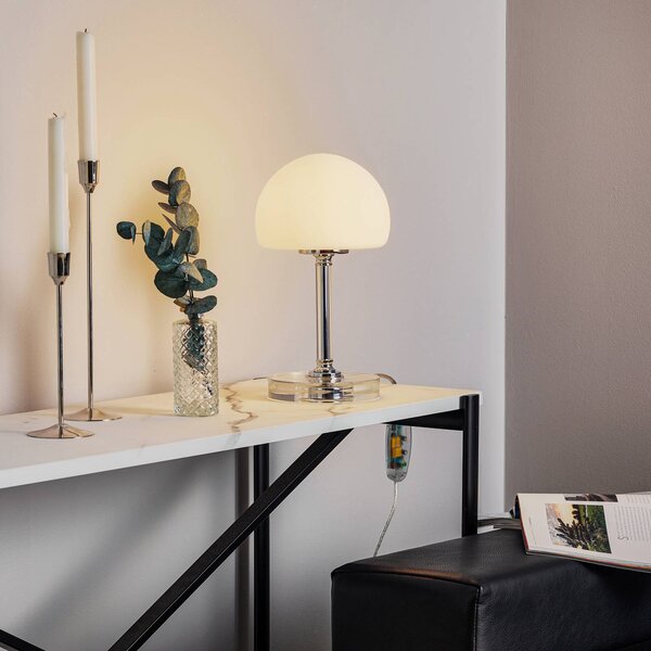 Steinhauer Lampa stołowa LED Ancilla, możliwość ściemniania, chromowy / srebrny, salon / jadalnia, metal, nowoczesny