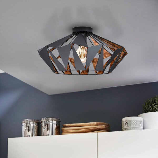 EGLO Lampa sufitowa Carlton, możliwość ściemniania, czarny, salon / jadalnia, metal, vintage