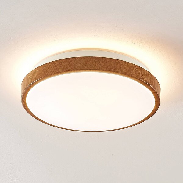 Lampa sufitowa LED Mendosa Lindby, jasne drewno, salon / jadalnia, tworzywo sztuczne, nowoczesny